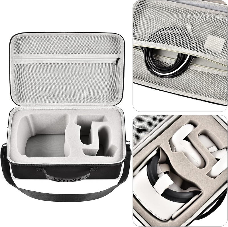 Comecase Hard Carrying Case for Quest 3/ Quest 3S/ for Quest 2 All-in-One VR Gaming Headset and Touch Controllers, Travel Storage Bag with Silicone Face Cover & Lens Protector & Accessories - Image 4